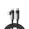 Cabo de Dados  2 em 1 USB-C p/ USB-C/Lightning  Essager 65w 1Mt Nylon Cinza - EXCTTL-WL0G-P