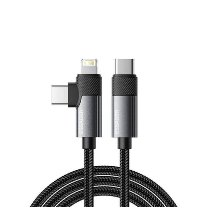 Cabo de Dados  2 em 1 USB-C p/ USB-C/Lightning  Essager 65w 1Mt Nylon Cinza - EXCTTL-WL0G-P