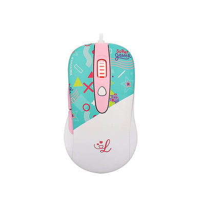 Mouse Gamer Redragon Luluca 7200dpi 5 Botões Branco C/ Estampa RGB - L703