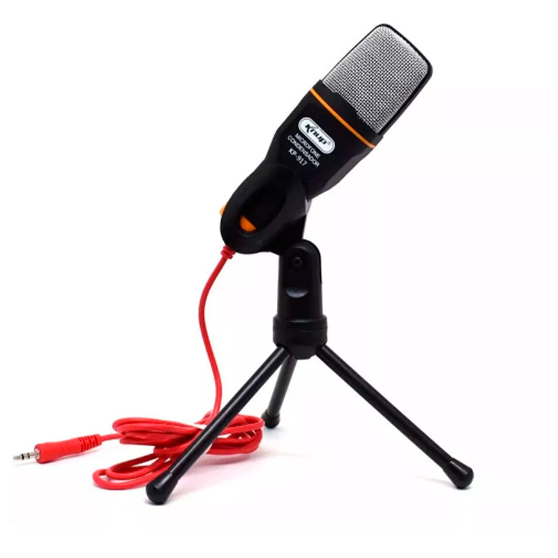 Microfone Para Computador Com Suporte Micro Condensador Knup Kp-917 P2