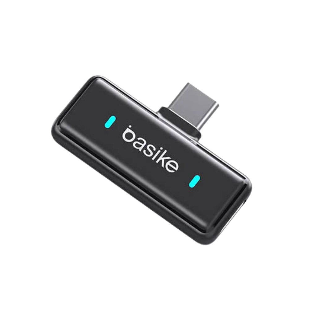 Microfone Sem Fio Wireless Lapela Tipo C Basike a Prova de Vento C/ 2 Microfones e Base de Carregamento