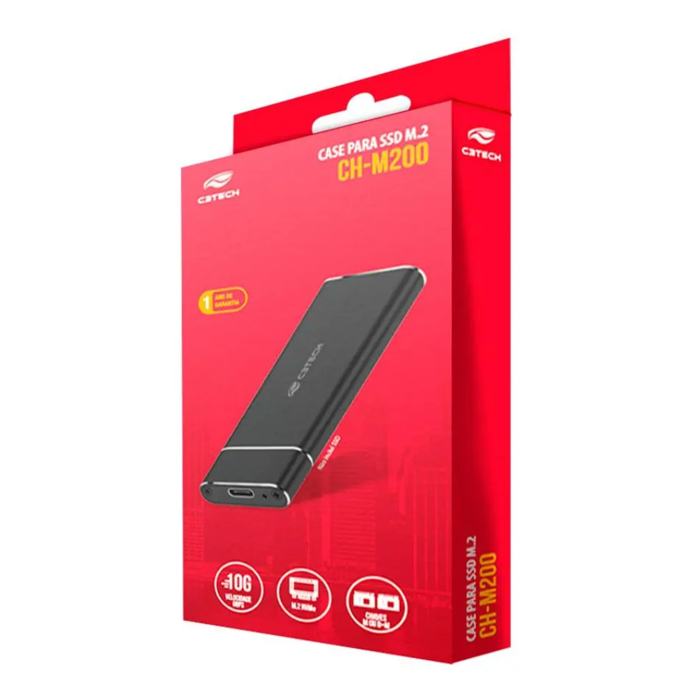 Case Adaptador Para Ssd M.2 Nvme Pcie C3Tech Usb Tipo-C - CH-M200BK