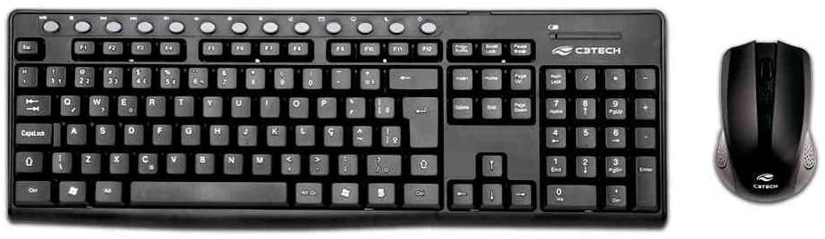 Kit Teclado e Mouse Sem Fio C3Tech Preto - K-W30BK