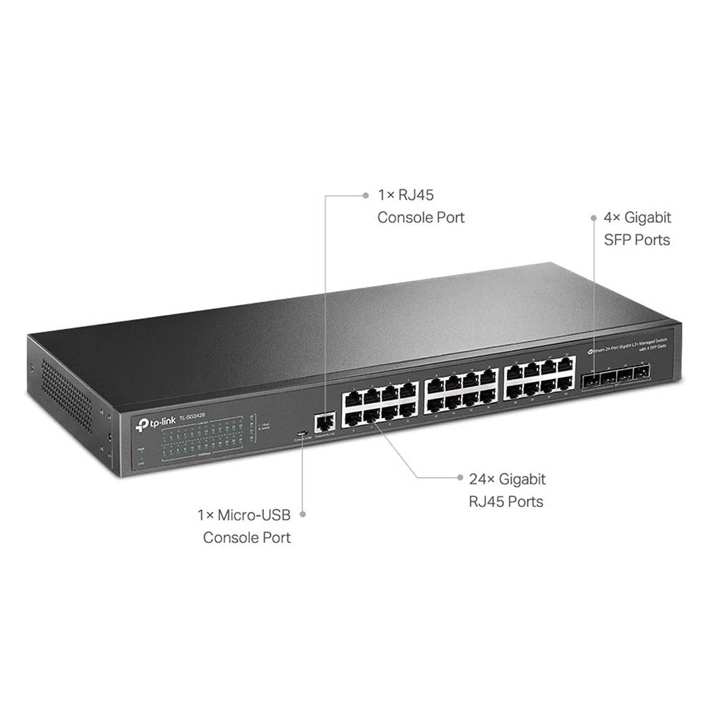 Switch 24 Portas Gigabit 10/100/1000 + 4 Portas SFP Tp-Link Gerenciavel - TL-SG3428