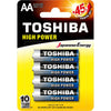 Pilha Alcalina Pequena AA 1.5V Toshiba High Power LR6GCP (Cartela C/4 Pilhas) - 72449