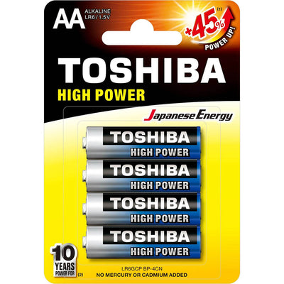 Pilha Alcalina Pequena AA 1.5V Toshiba High Power LR6GCP (Cartela C/4 Pilhas) - 72449