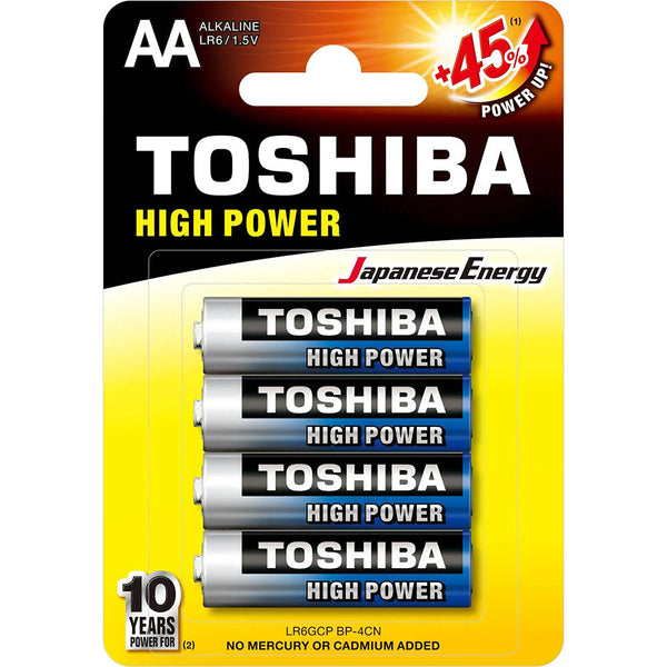 Pilha Alcalina Pequena AA 1.5V Toshiba High Power LR6GCP (Cartela C/4 Pilhas) - 72449