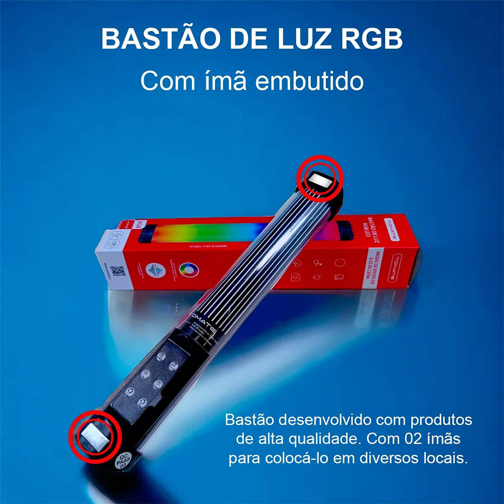 Bastão de Luz RGB Led Iluminação Colorida Tomate - MLG-118RGB