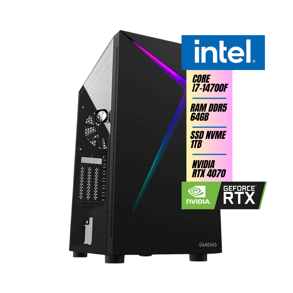 Computador Gamer Truedata Intel Core i7-14700f 3.4Ghz 64gb DDR5 Ssd 1Tb Nvme Pl Video RTX4070 12Gb Fonte 1000w Truedata