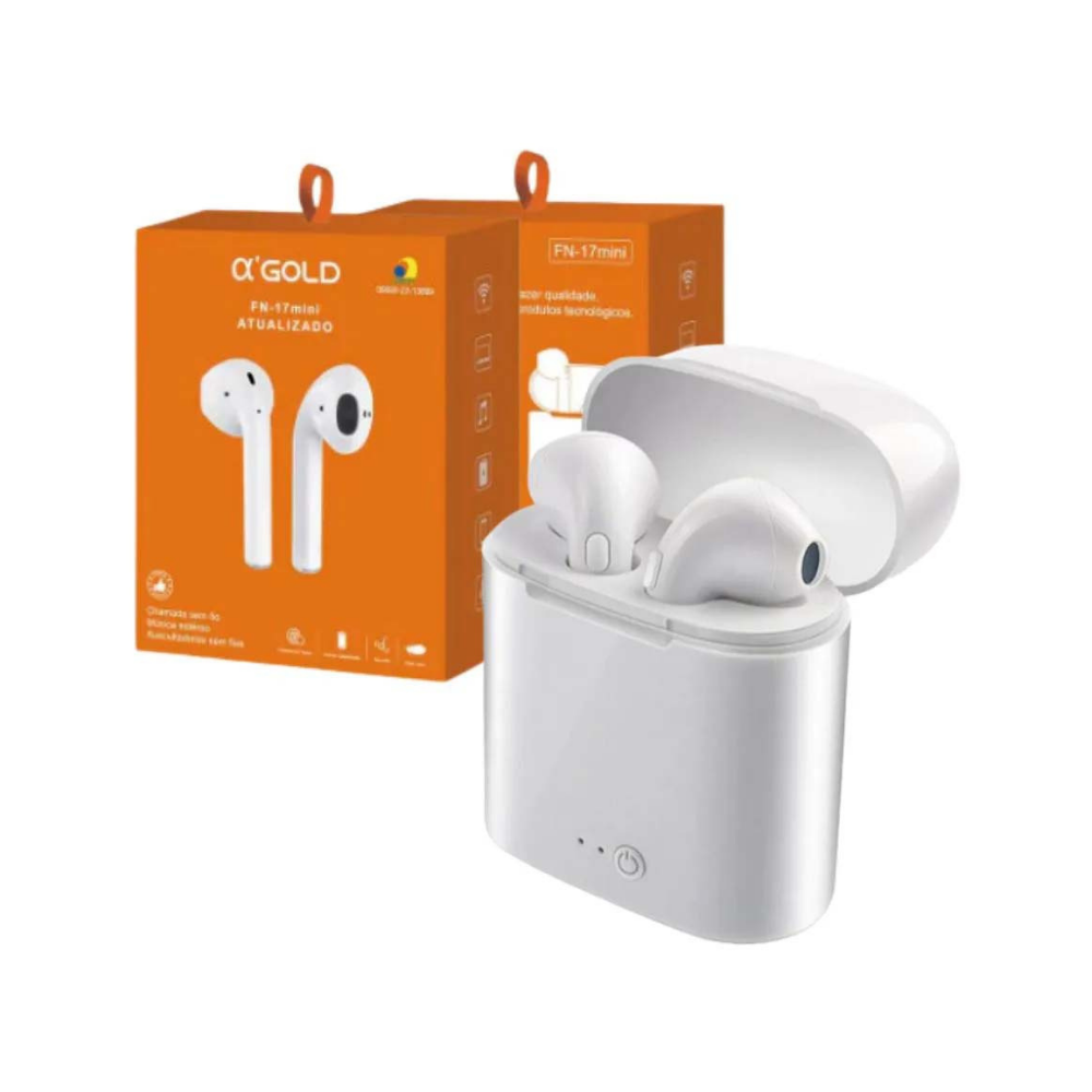 Fone De Ouvido Bluetooth aGold C/ Estojo Carregador - FN-17MINI - Redução de Ruido