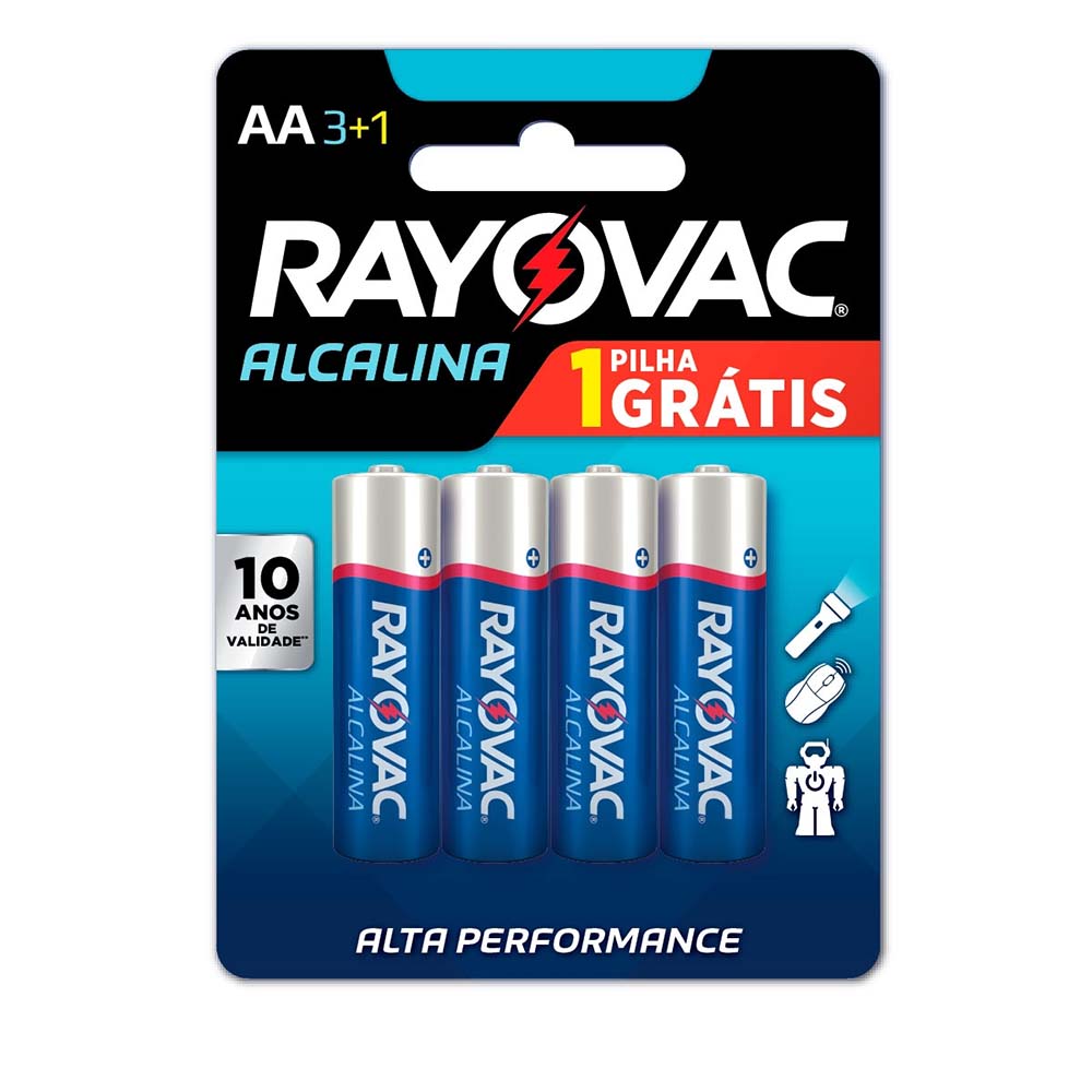Pilha Alcalina AA Pequena Rayovac (Cartela C/4 Pilhas) - 208013