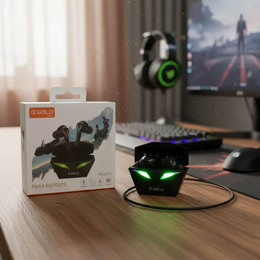 Fone De Ouvido Gamer Esports Bluetooth aGold Plus C/ Estojo Carregador Preto - FN-B25B
