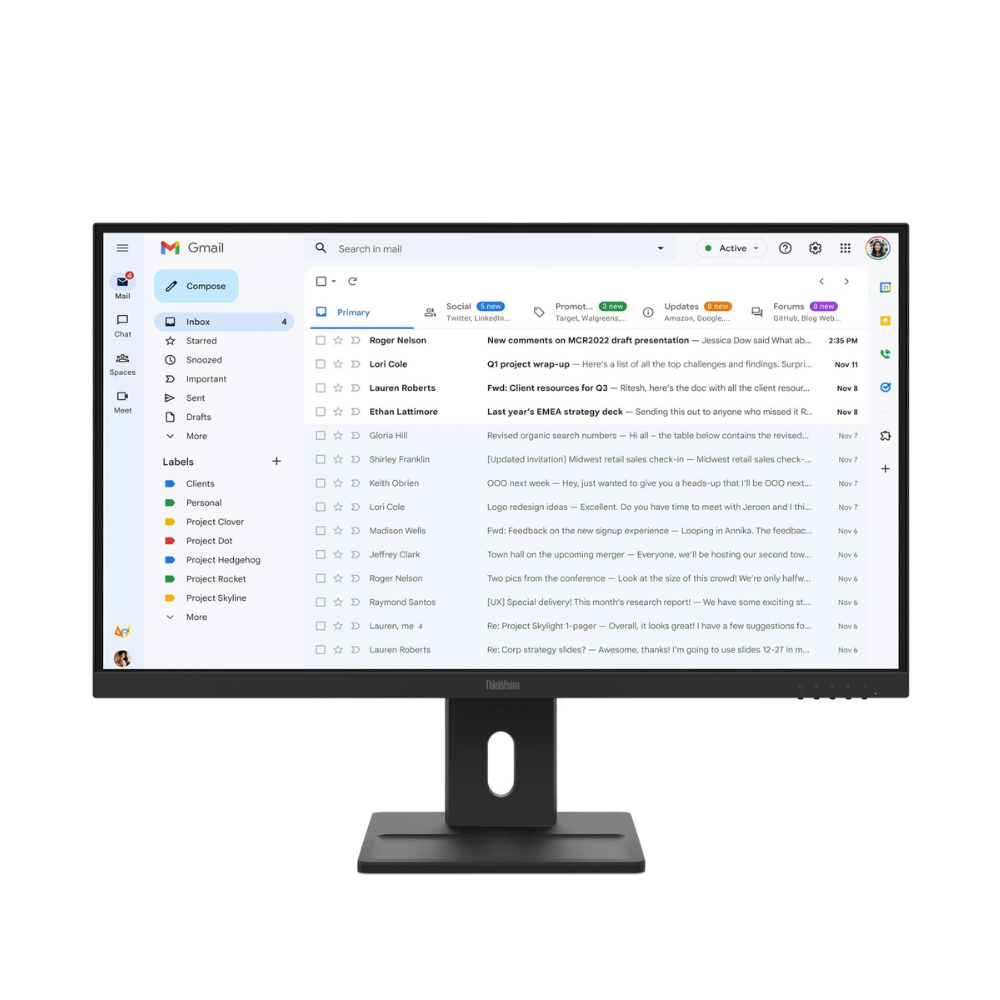 Monitor Corporativo Led 27 Pols Lenovo 1920 x 1080 100hz Full Hd IPS Vga Hdmi Displayport - 64BCMAR4BR