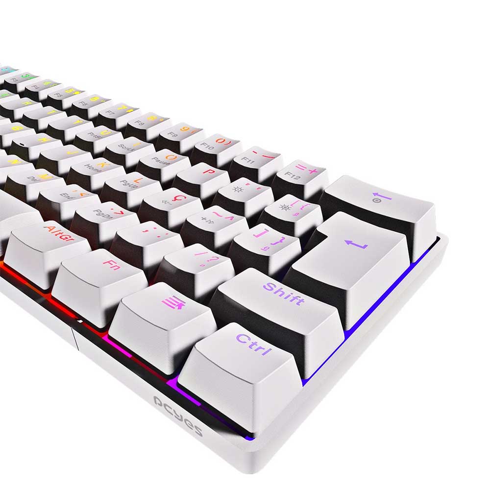 Teclado Gamer Mecanico PCYes Zot Outemu Blue Hotswap Abnt2 RGB Branco - PZWOHBLRGB