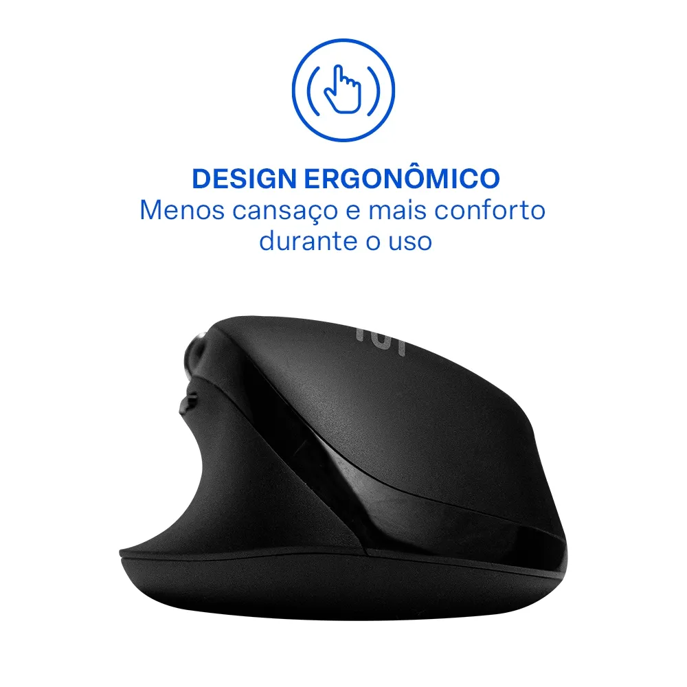 Mouse Sem Fio Ergonomico Multimode Smart Scroll Multi MS2000 3000dpi Preto - MO406