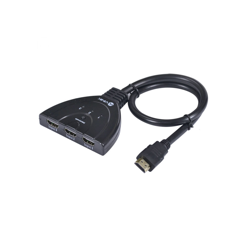 Switch Hdmi 3 Portas Vinik - Com Suporte - Conecta Até 3 Aparelhos Em 1 Monitor