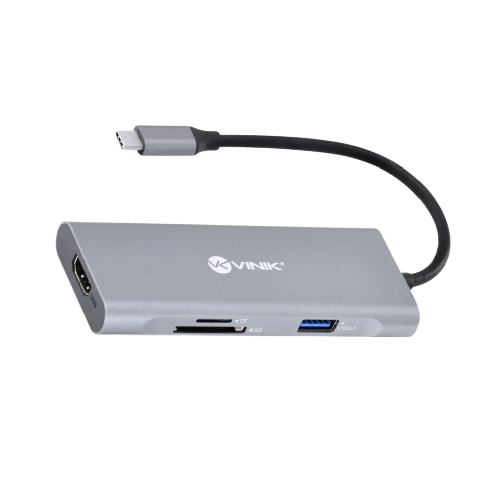 Adaptador Hub Tipo C 3 Portas Usb 3.0 + Leitor de Cartão SD /TF + HDMI + Power Delivery 60w Vinik - HC-7