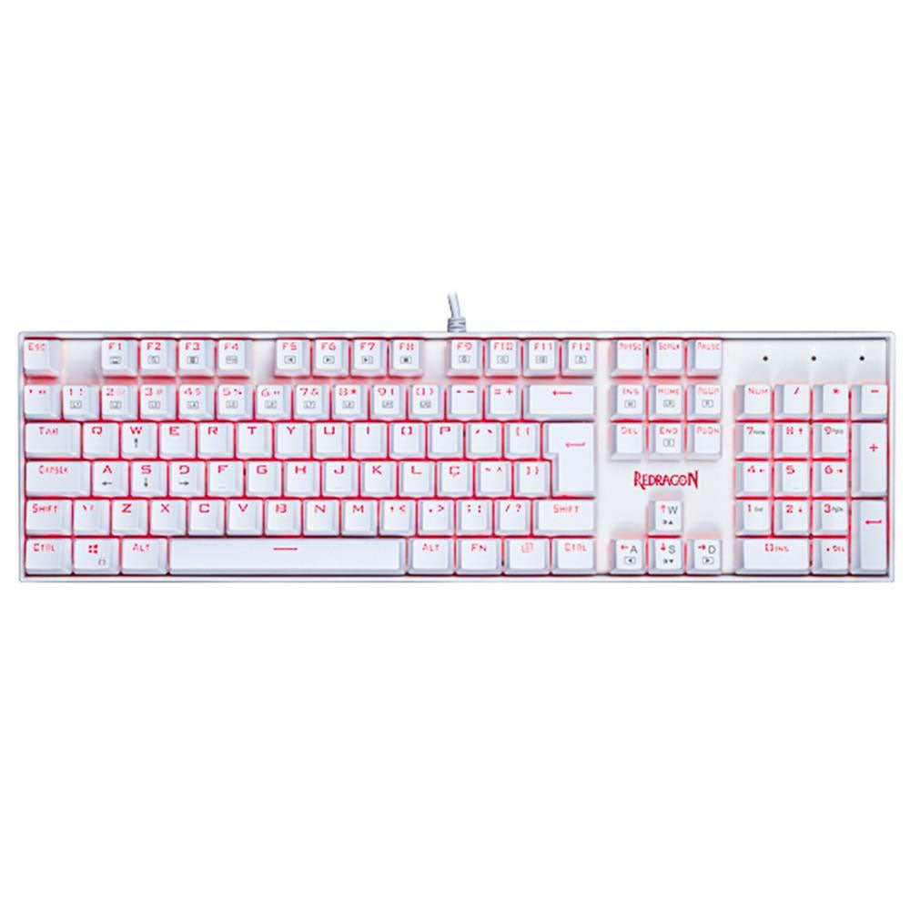 Teclado Gamer Mecânico Redragon Mitra Lunar RGB Branco - K551W-RGB (PT-BLUE)