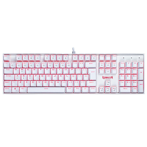 Teclado Gamer Mecânico Redragon Mitra Lunar RGB Branco - K551W-RGB (PT-BLUE)