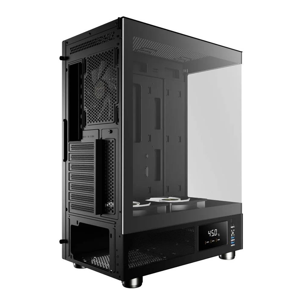 Gabinete Gamer Gamdias Mid Tower Atlas E1 Preto Com Lateral em Vidro Temperado +3 Fans ARGB