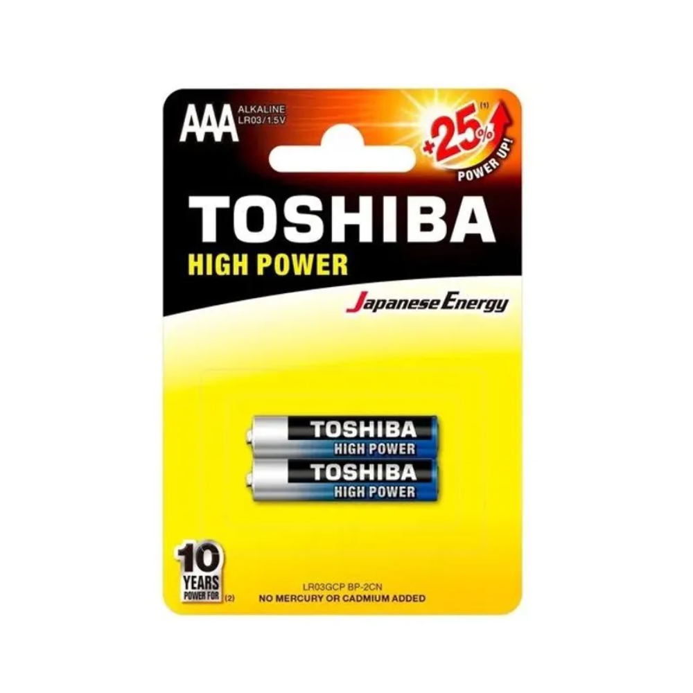 Pilha Alcalina Palito AAA 1.5V Toshiba High Power LR03GCP (Cartela C/2 Pilhas) - 72453