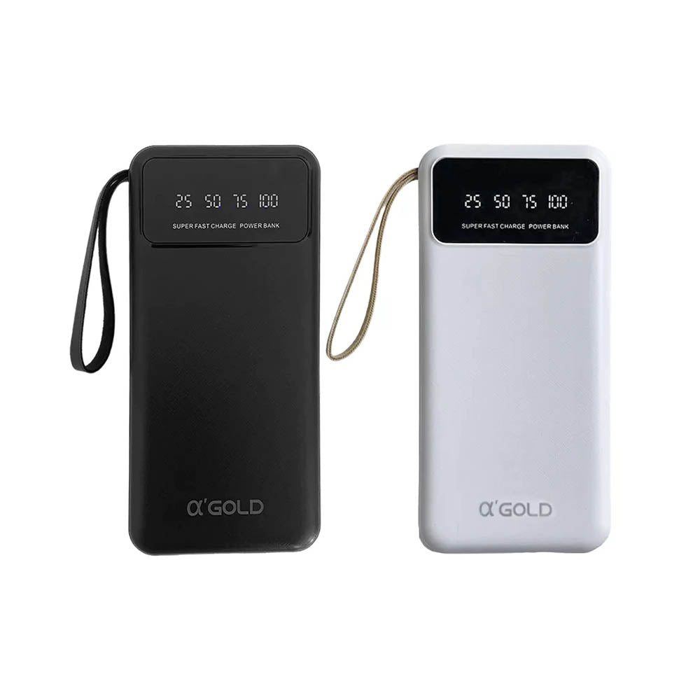 Carregador Portátil Power Bank AGold 10000Mah 3.1A Usb Tipo C e Lighting Preto C/ Display - BTE-18A