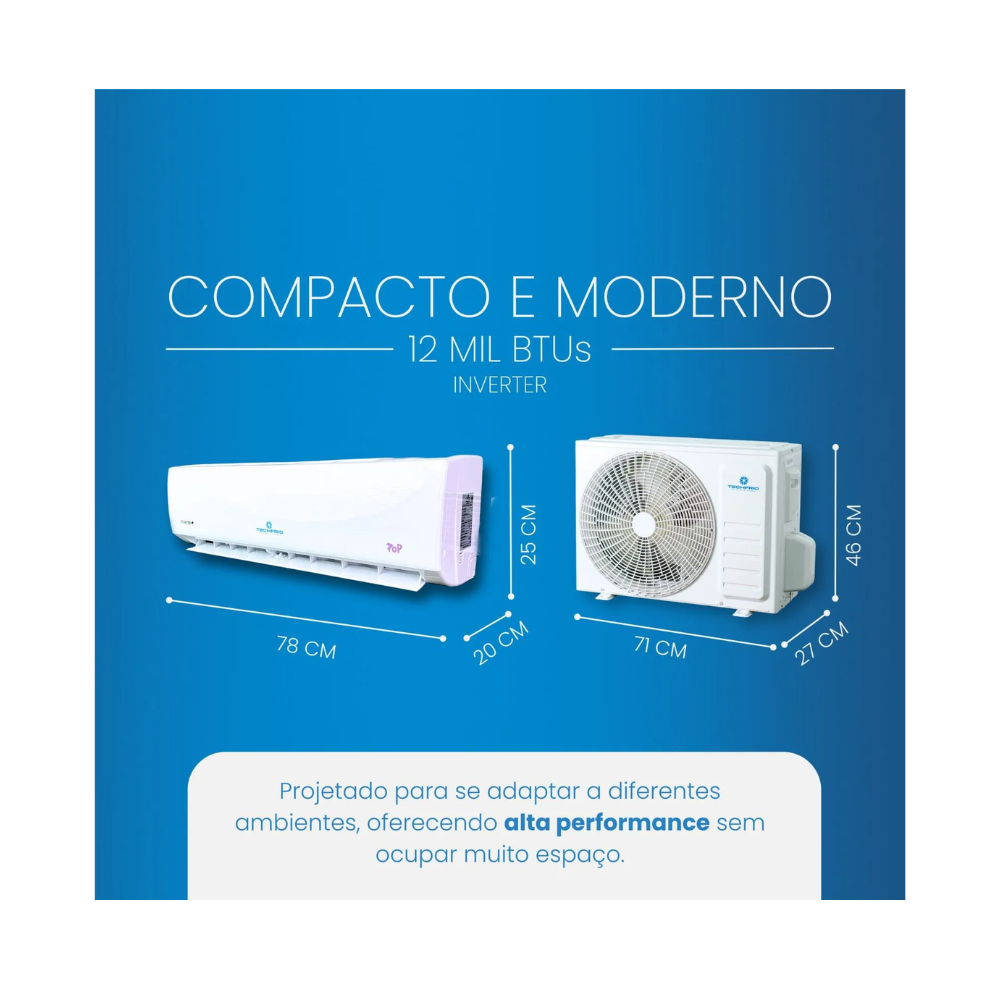 Ar-Condicionado Split Pop Tech Save 12.000 BTUs Frio Techfrio 220V