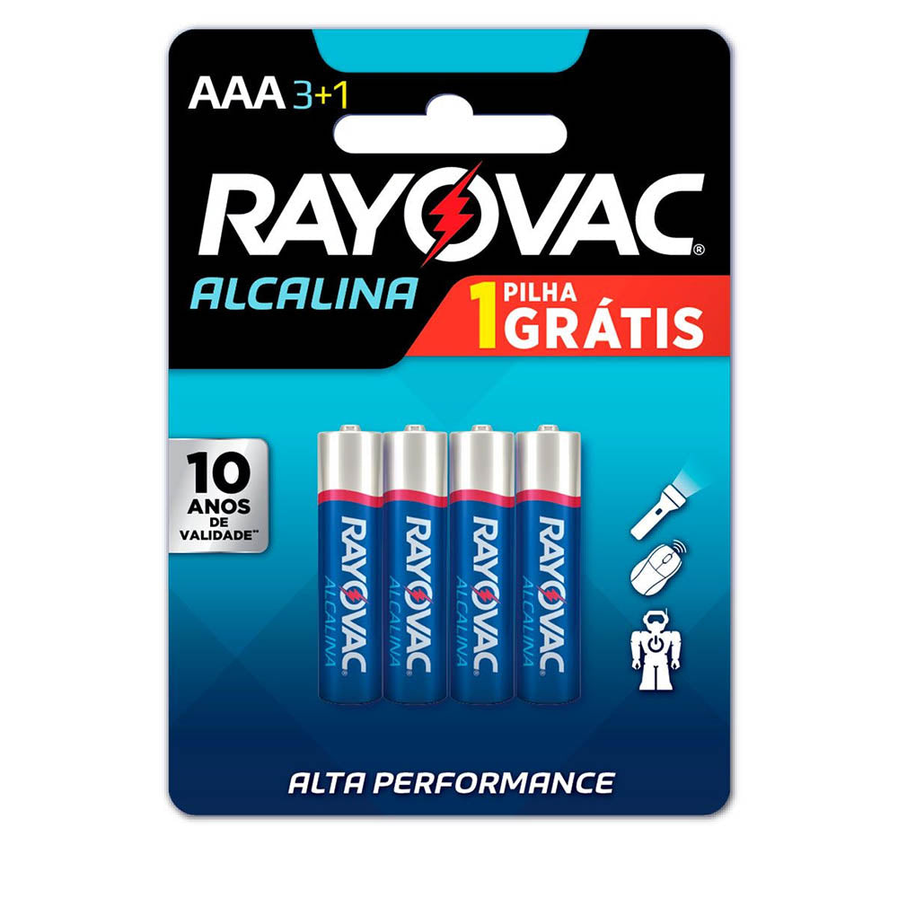 Pilha Alcalina AAA Palito Rayovac (Cartela C/4 Pilhas) - 20324