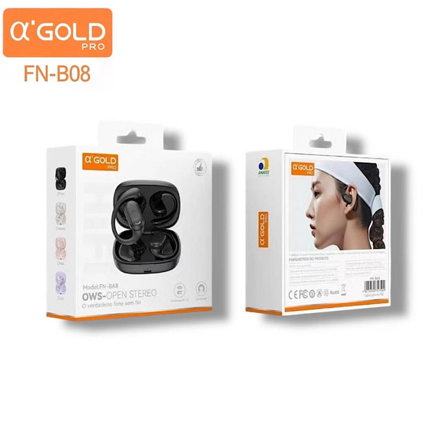 Fone De Ouvido Bluetooth aGold C/ Estojo Carregador OWS Open Stereo - FN-BA8