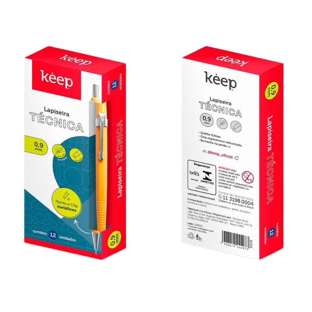 Lapiseira Técnica Keep 0,9mm Amarela - EI108