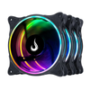 Kit 3x Cooler Fan  Rise Mode Laser ARGB  Preto 120mm  + Controladora  - RM-RGB-05-5V