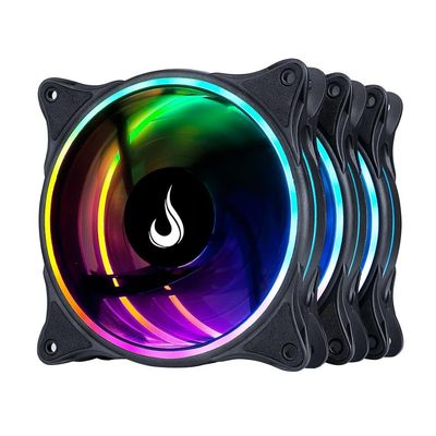Kit 3x Cooler Fan  Rise Mode Laser ARGB  Preto 120mm  + Controladora  - RM-RGB-05-5V