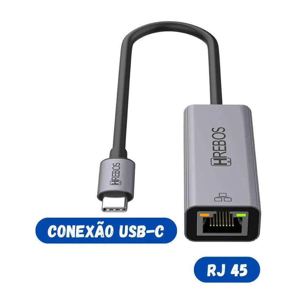 Adaptador Usb Tipo C Para Rj45 10/100/1000 2.5Gb Hrebos Ad-217 Aluminio
