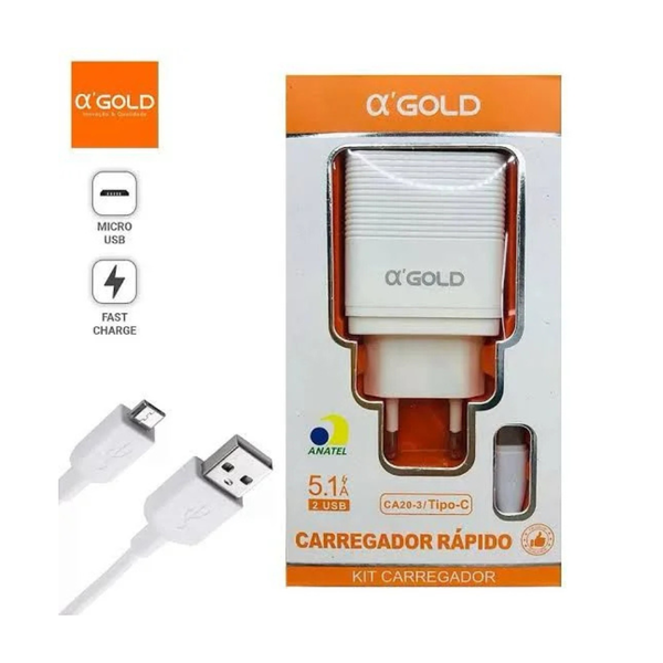 Carregador De Parede aGold Usb Tipo C 5.1A - CA20-3