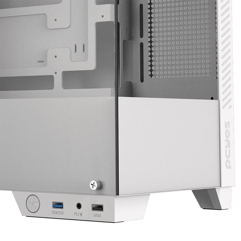 Gabinete Gamer PCYes Mid Tower Forcefield TWR White Ghost Branco Com Lateral e Frente em Vidro Temperado - GFFTWRWG