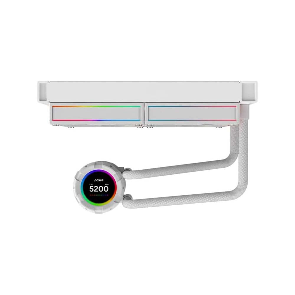 Water Cooler Dual Fan PCYes Vision White Ghost ARGB C/ Visor Lcd 2,1" (Intel/AMD) Branco - VS240WG