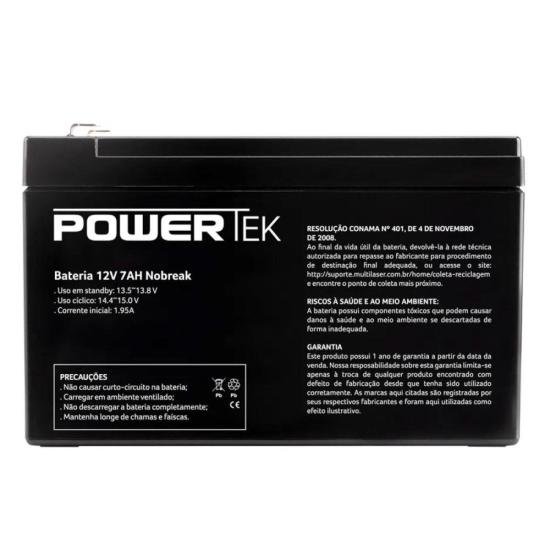 Bateria p/ Nobreak 12v/7Ah EN013 Preta POWERTEK