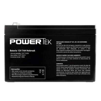 Bateria p/ Nobreak 12v/7Ah EN013 Preta POWERTEK