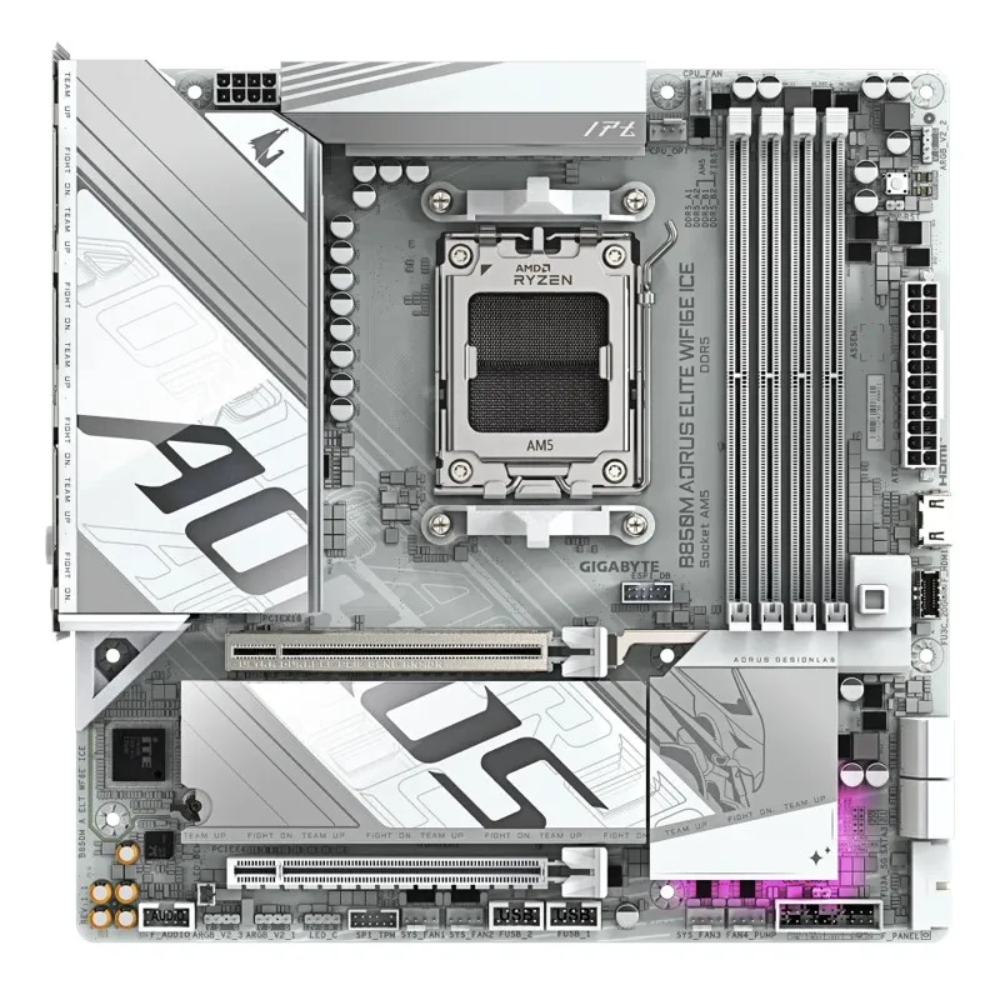Placa Mae AMD Gigabyte B850M Aorus Eagle Wifi 6E Ice DDR5 AMD AM5 Displayport Hdmi Usb 3.2 Branca - B850M  Ice