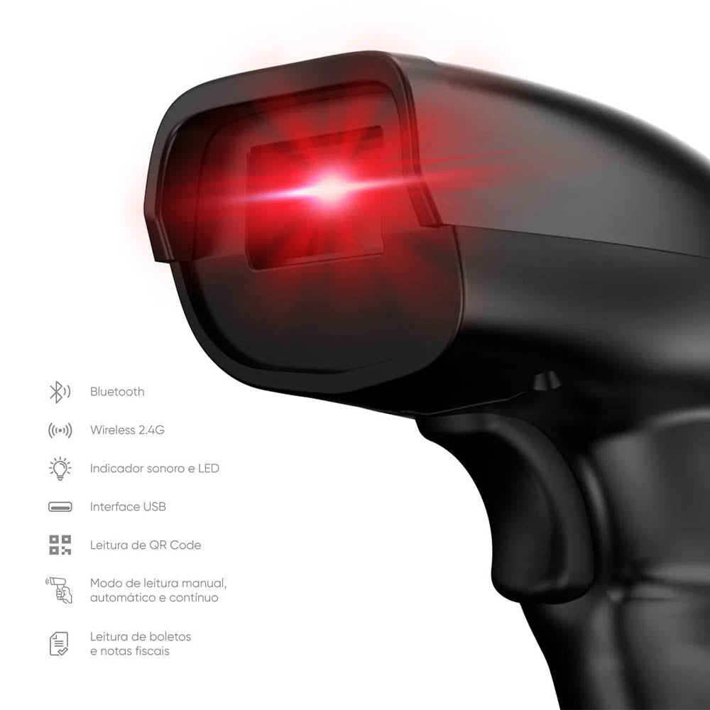 Leitor De Código De Barras Sem FIo Bluetooth Get LT-200B 1D 2D - 72740