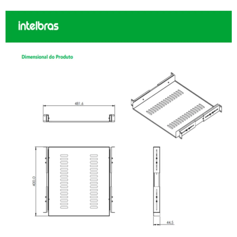 Bandeja Deslizante para Rack Intelbras BD1U 400mm - 4770002