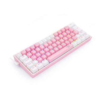 Teclado Gamer Mecanico Redragon Fizz RGB Branco Rosa/Branco Switch Azul - K617-RGB-W