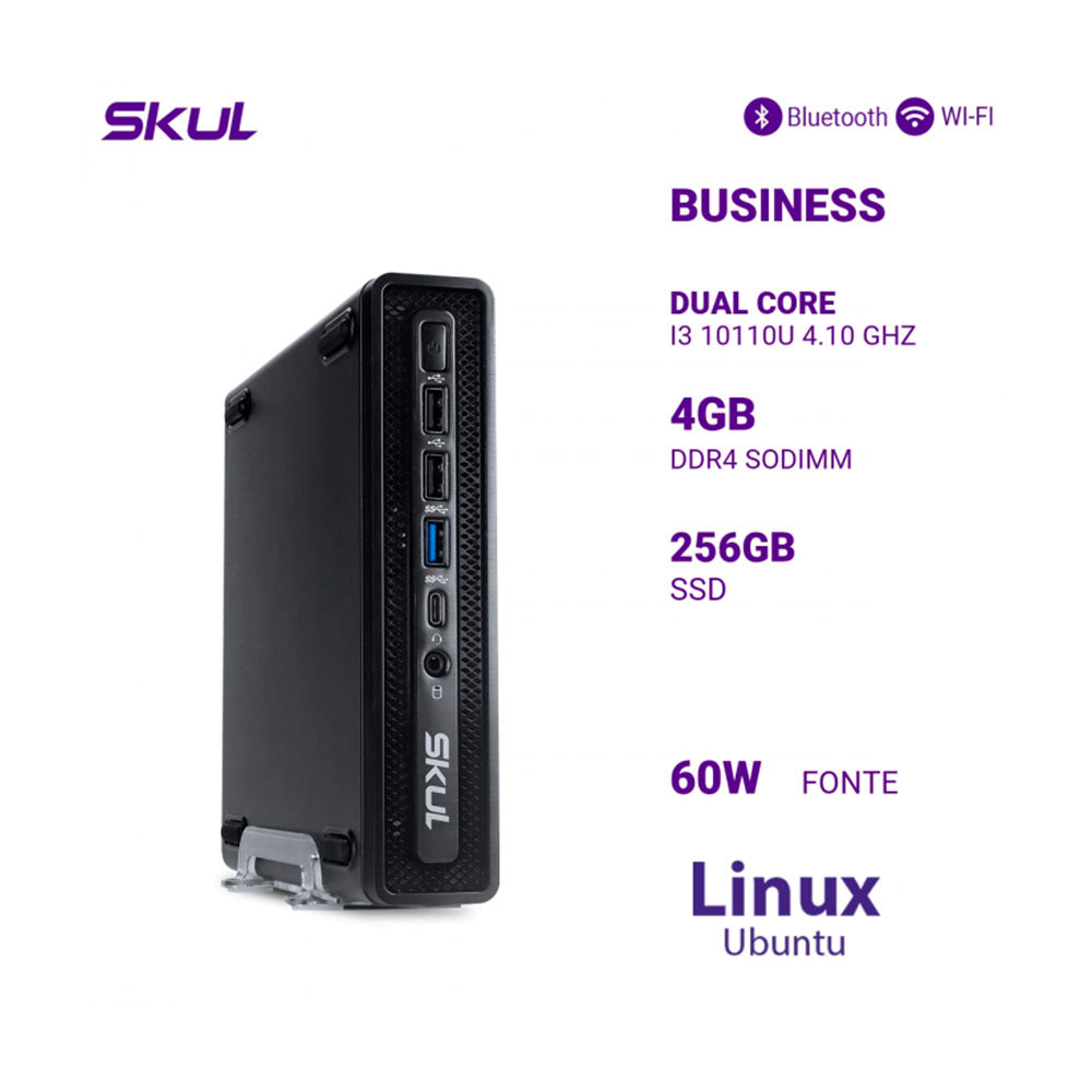 Mini Computador Skul B300 Intel I3-10110U 4.1Ghz 4gb Ssd 256gb Fonte 60w Win 11 Pro - 194099