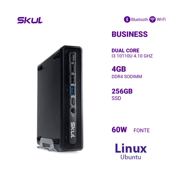 Mini Computador Skul B300 Intel I3-10110U 4.1Ghz 4gb Ssd 256gb Fonte 60w Win 11 Pro - 194099