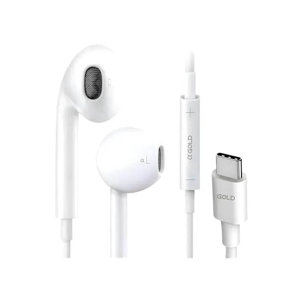 Fone De Ouvido Intra-Auricular Com Fio Tipo C aGOLD Branco  FN-A75L