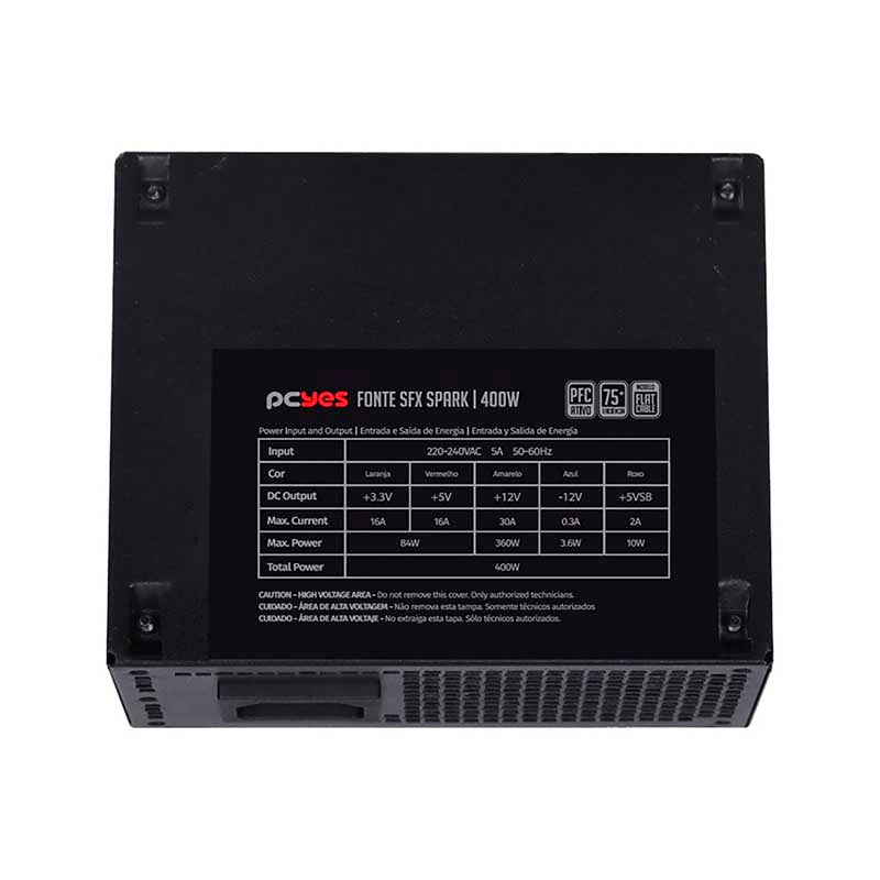 Fonte Real Atx para Gabinete Slim 400W PCYes SFX Spark 75+ Pfc Ativo - SPKP400MBPT