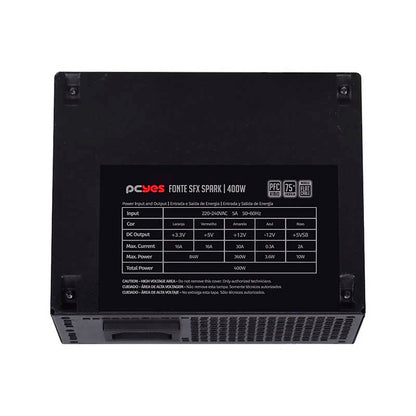 Fonte Real Atx para Gabinete Slim 400W PCYes SFX Spark 75+ Pfc Ativo - SPKP400MBPT