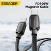 Cabo de Dados Magnético USB-C Essager 60w 1.0mt Nylon Preto - EXCTT2-TD01-P
