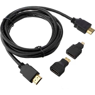 Adaptador Cabo Hdmi Para Mini Hdmi Micro Hdmi 1.5mt 3 Em 1 Full Hd LE-6623
