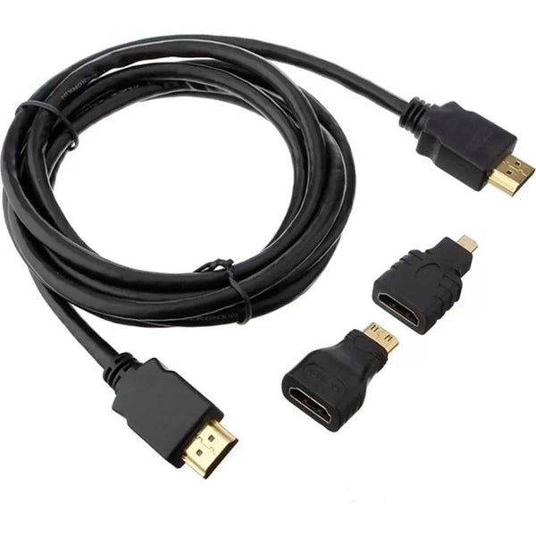 Adaptador Cabo Hdmi Para Mini Hdmi Micro Hdmi 1.5mt 3 Em 1 Full Hd LE-6623